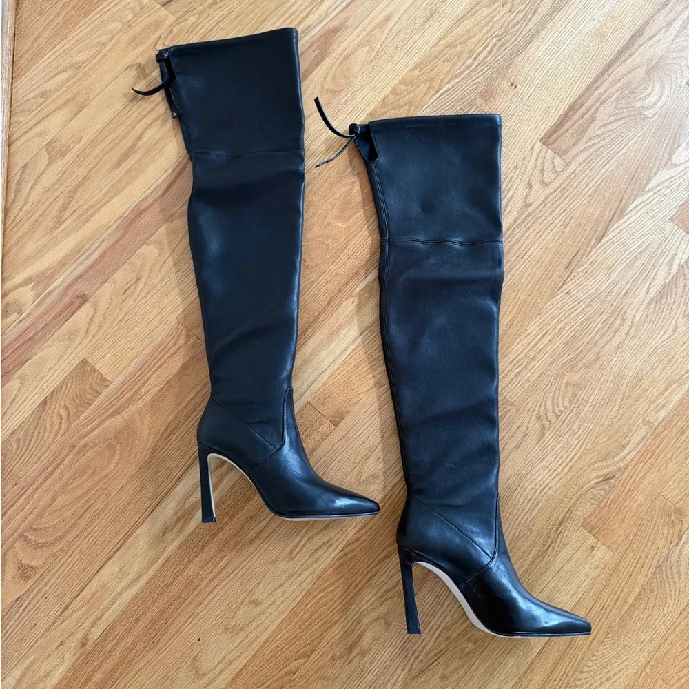 Stuart Weitzman Sexy Natalia Thigh High Length Stretch Leather Boots